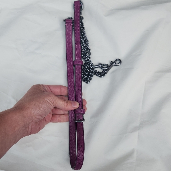 Coach Black and Purple Leather Chain Crossbody Purse Strap Nwot - Picture 1 of 5